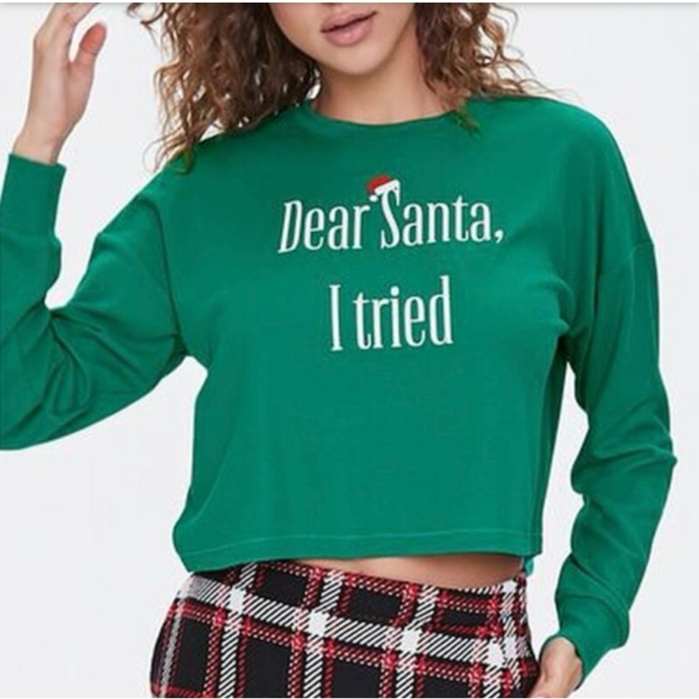 NWT Santa I tried waffle knit crop top